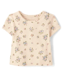Baby And Toddler Girls Floral Pointelle Tee