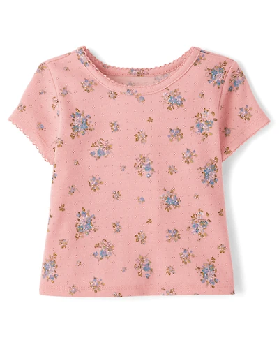 Baby And Toddler Girls Floral Pointelle Tee