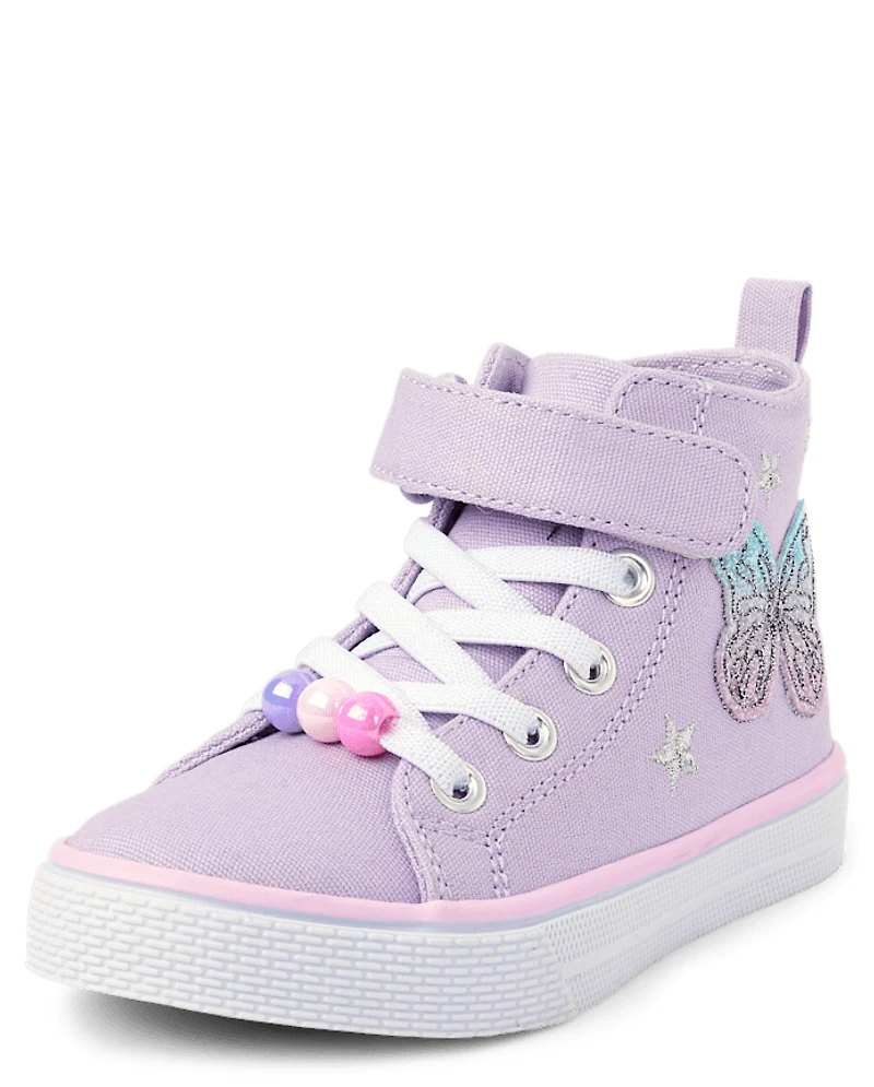 Toddler Girls Holographic Butterfly High Top Sneakers