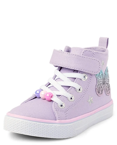 Toddler Girls Holographic Butterfly High Top Sneakers