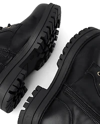 Girls Heart Charm Combat Boots