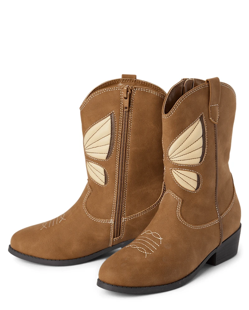Bottes de cowgirl papillon pour filles