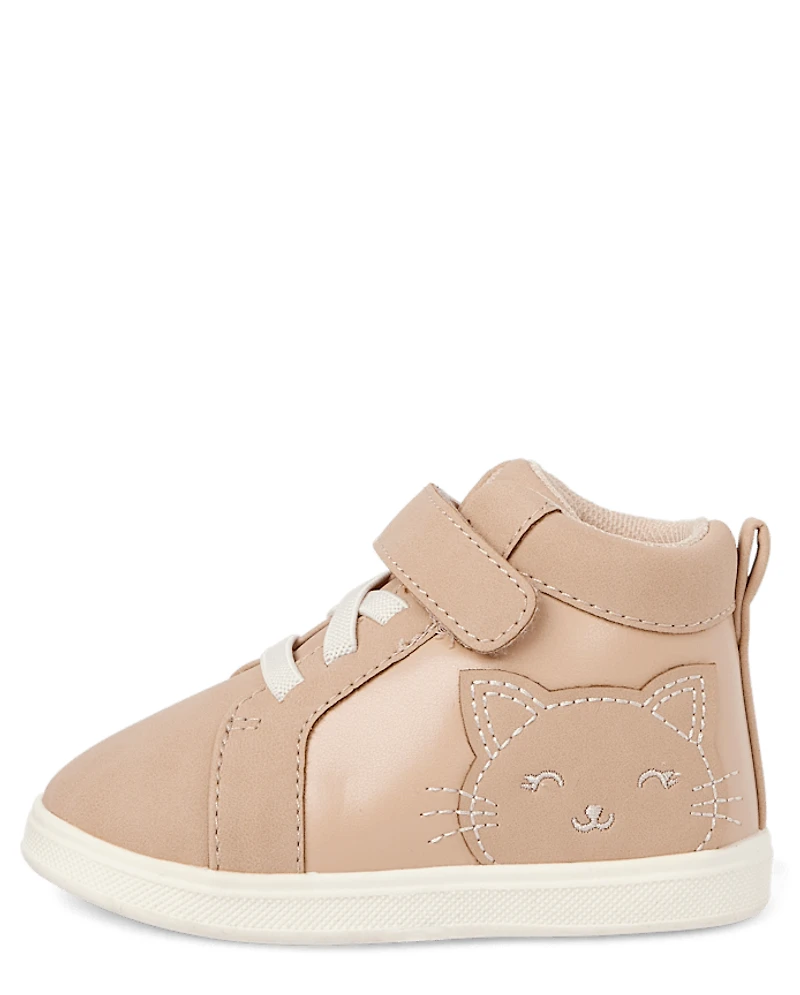 Baby And Toddler Girls First Steps Cat Sneakers