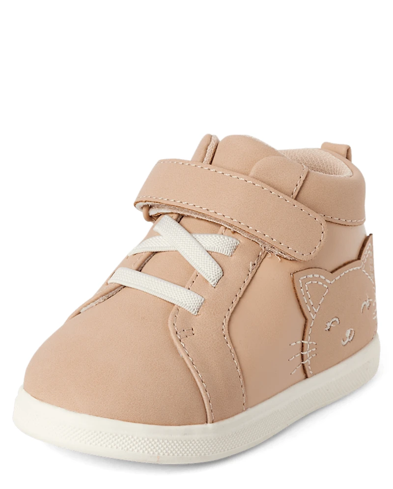 Baby And Toddler Girls First Steps Cat Sneakers
