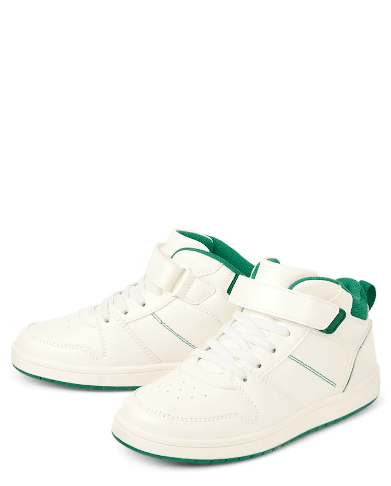 Kids Contrast Cuff Mid Top Sneakers
