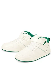 Kids Contrast Cuff Mid Top Sneakers