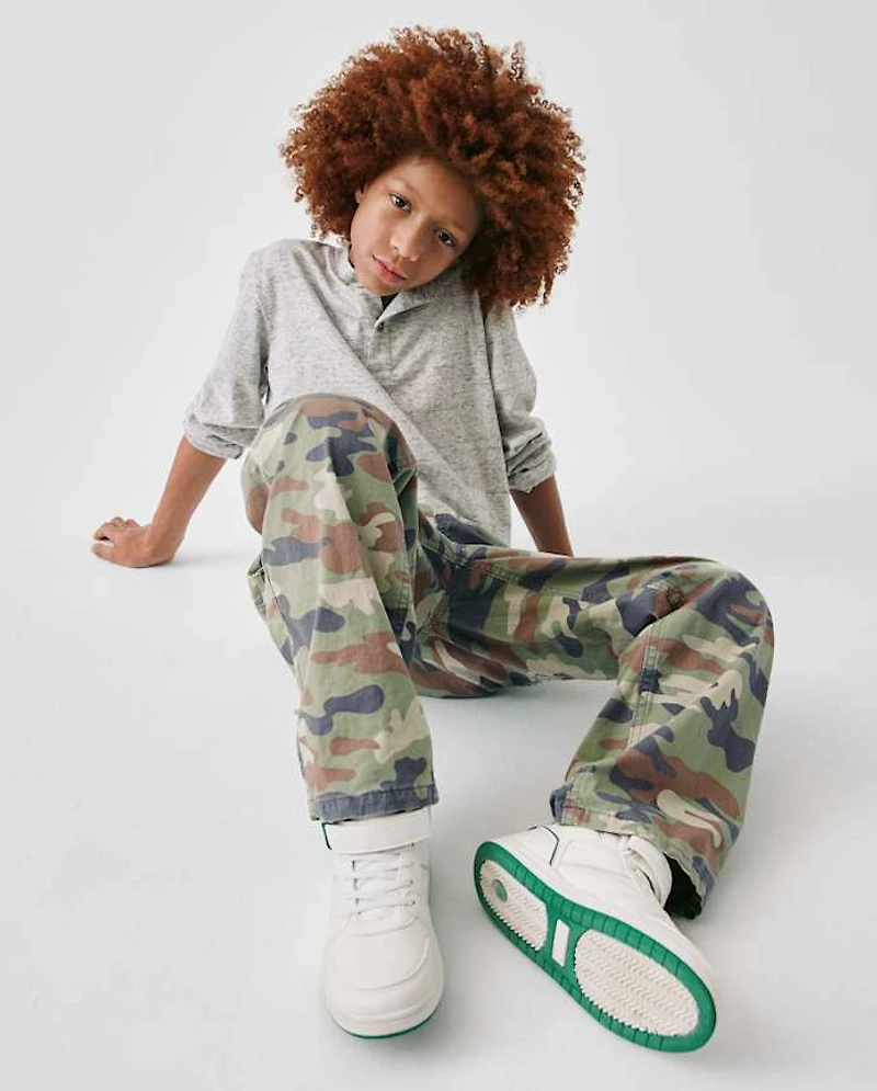 Kids Contrast Cuff Mid Top Sneakers