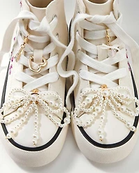 Girls Embroidered Floral High Top Sneakers