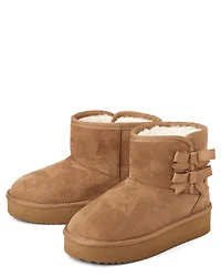 Bottes Teddy à plateforme et nœud pour filles