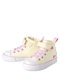 Toddler Girls Embroidered Floral High Top Sneakers