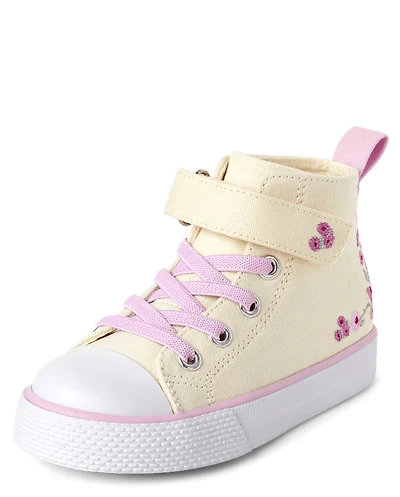 Toddler Girls Embroidered Floral High Top Sneakers