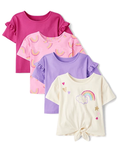 Toddler Girls Rainbow Top 4-Pack