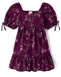 Girls Floral Ruffle Fit And Flare Dress