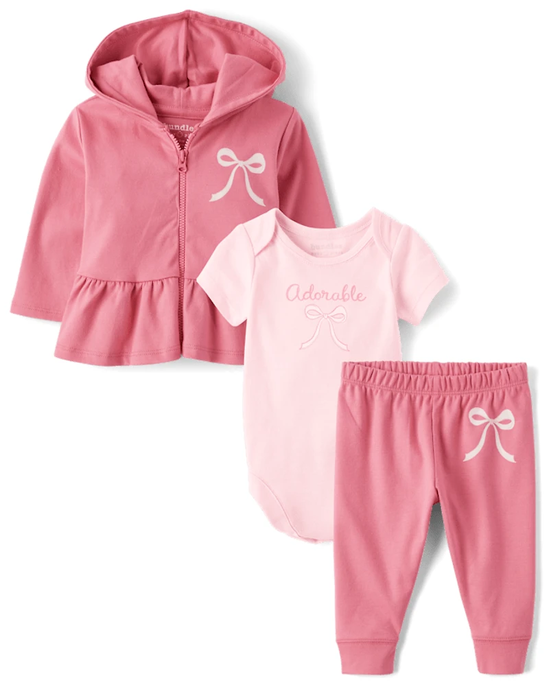 Baby Girls Bow 3-Piece Outfit Set