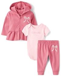 Baby Girls Bow 3-Piece Outfit Set