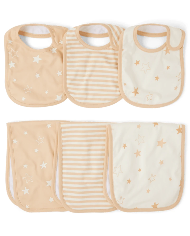 Baby Star Bib And Burp Cloth 6-Piece Set