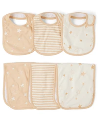 Baby Star Bib And Burp Cloth 6-Piece Set