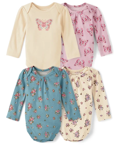 Baby Girls Butterfly Bodysuit 4-Pack