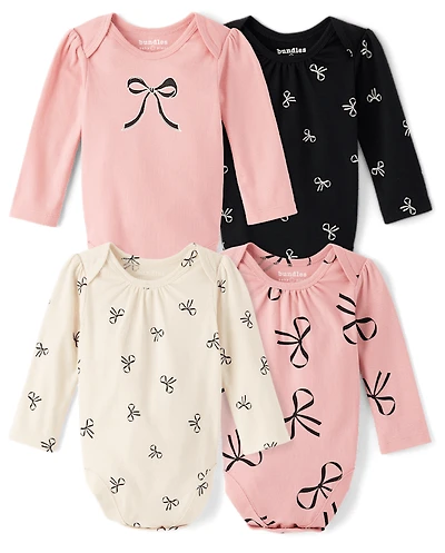 Baby Girls Bow Bodysuit 4-Pack