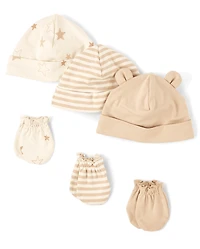 Baby Star Hat And Mittens 6-Piece Set