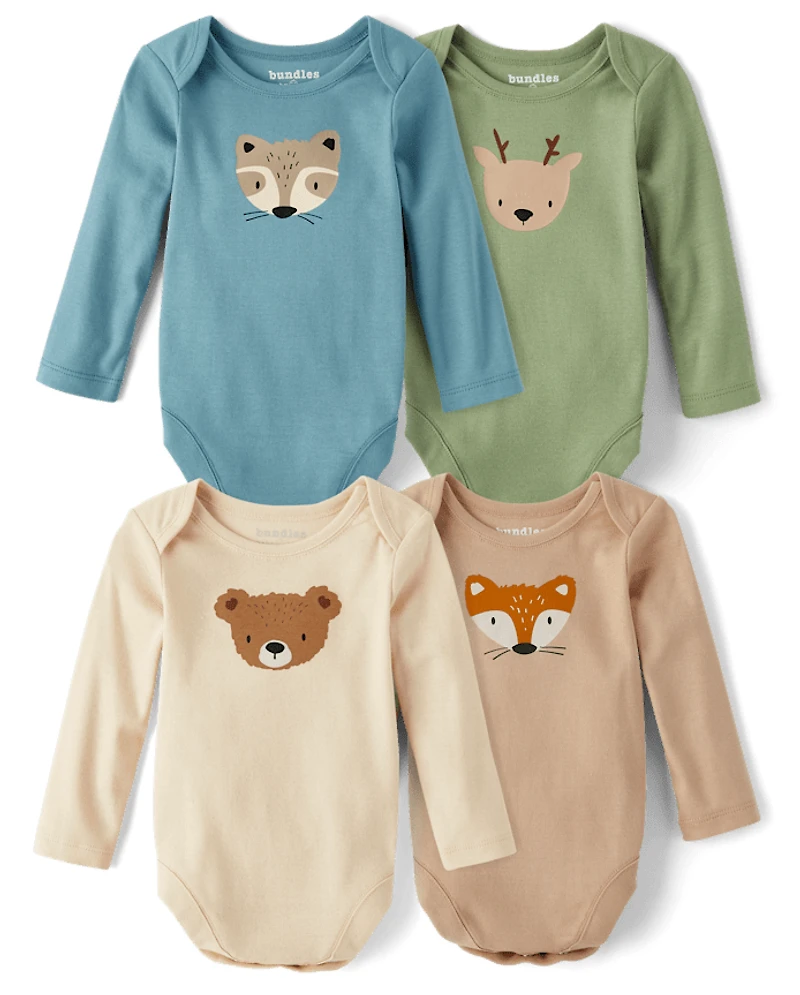 Baby Animal Bodysuit 4-Pack