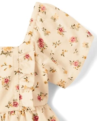 Baby Girls Floral Ruffle Fit And Flare Dress