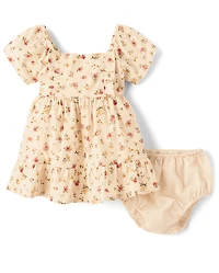 Baby Girls Floral Ruffle Fit And Flare Dress