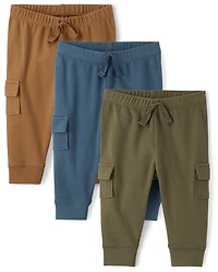 Baby Boys Cargo Jogger Pants 3-Pack