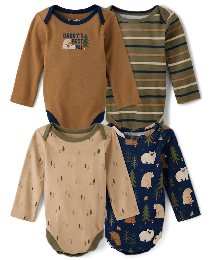 Body bébé garçon ours (lot de 4)