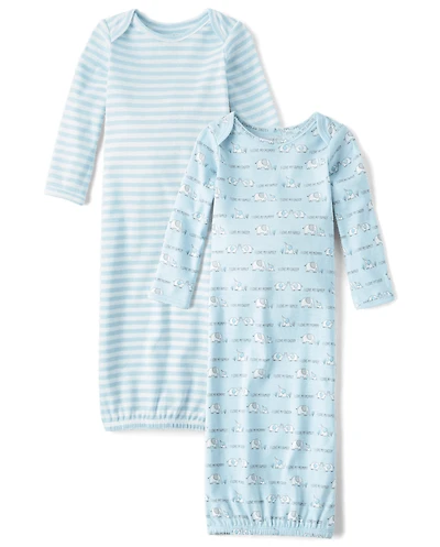 Baby Boys Striped Sleeper Gown 2-Pack