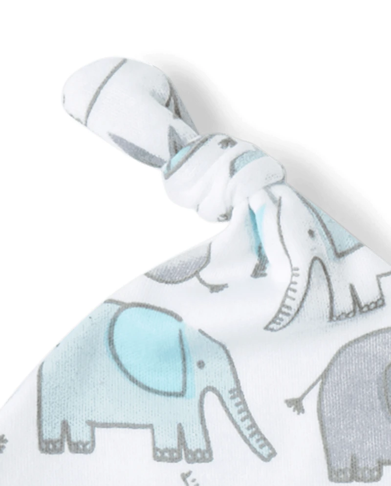 Baby Boys Elephant Hat And Mittens 6-Piece Set