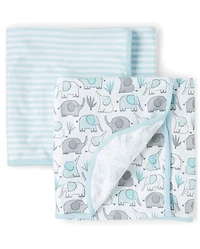 Baby Boys Elephant Swaddle Blanket 2-Pack
