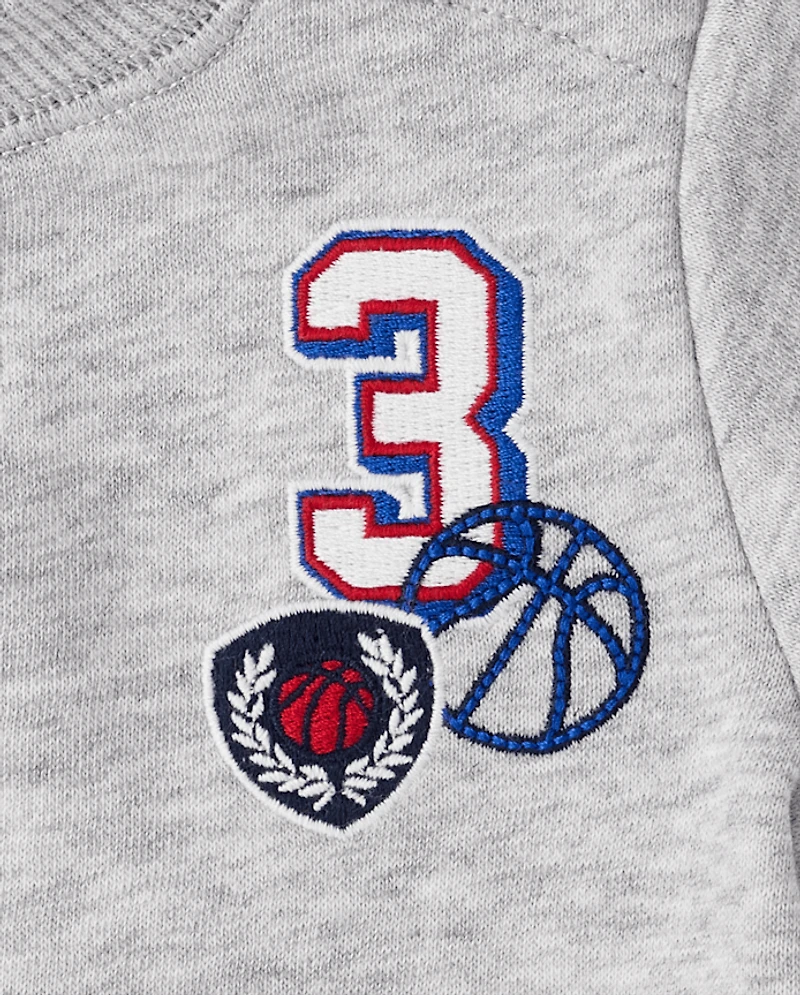 Baby Boys Embroidered Varsity Premium Fleece 2-Piece Playwear Set