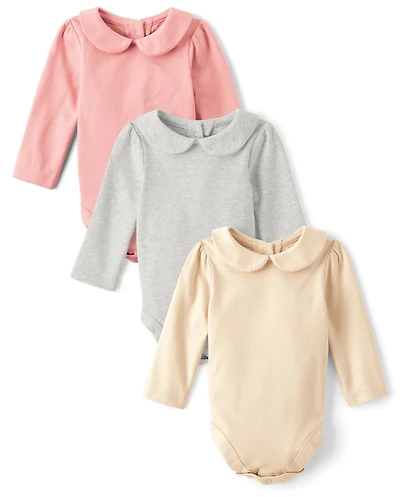 Baby Girls Peter Pan Bodysuit 3-Pack