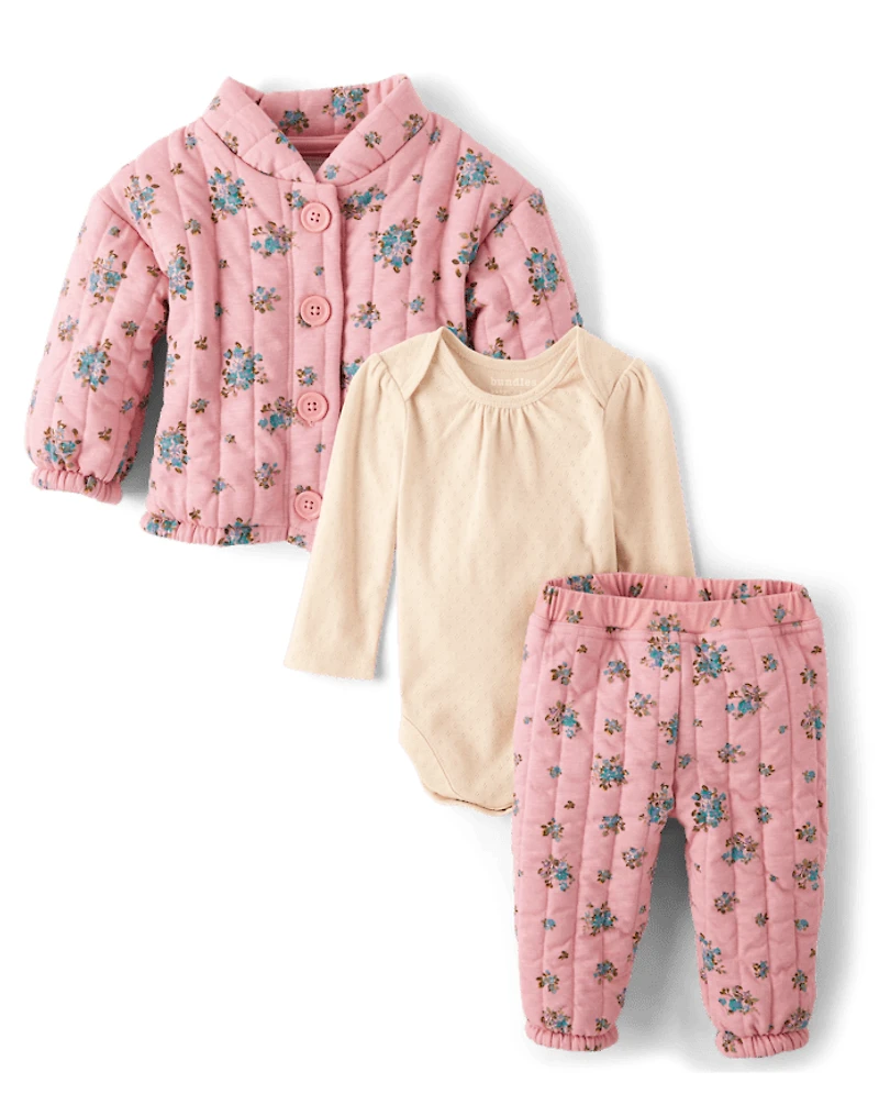 Baby Girls Floral 3-Piece Playwear Set