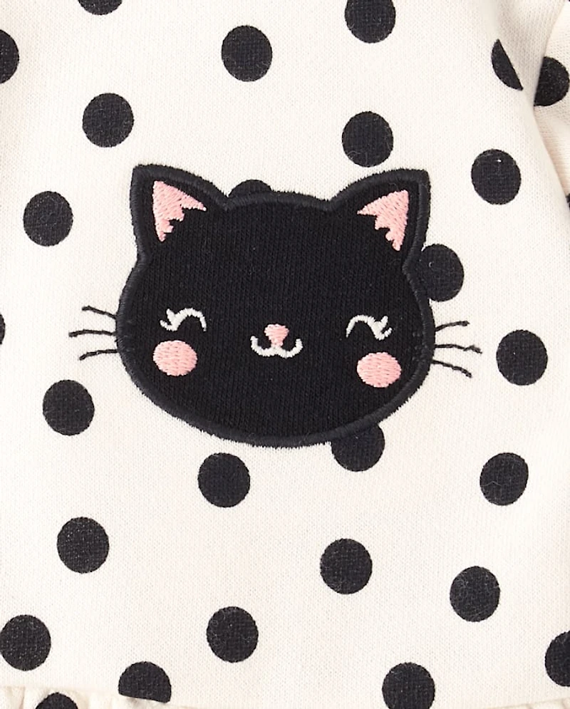 Baby Girls Applique Cat 3-Piece Outfit Set