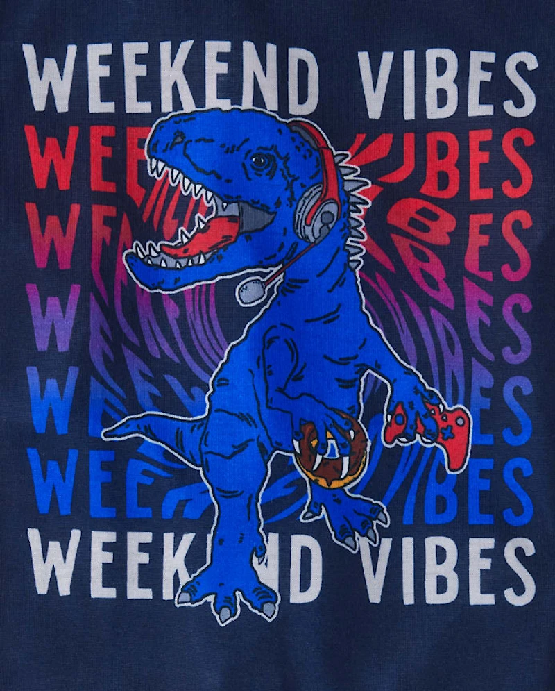 Ensemble pyjama 3 pièces pour garçon, ambiance week-end dinosaure