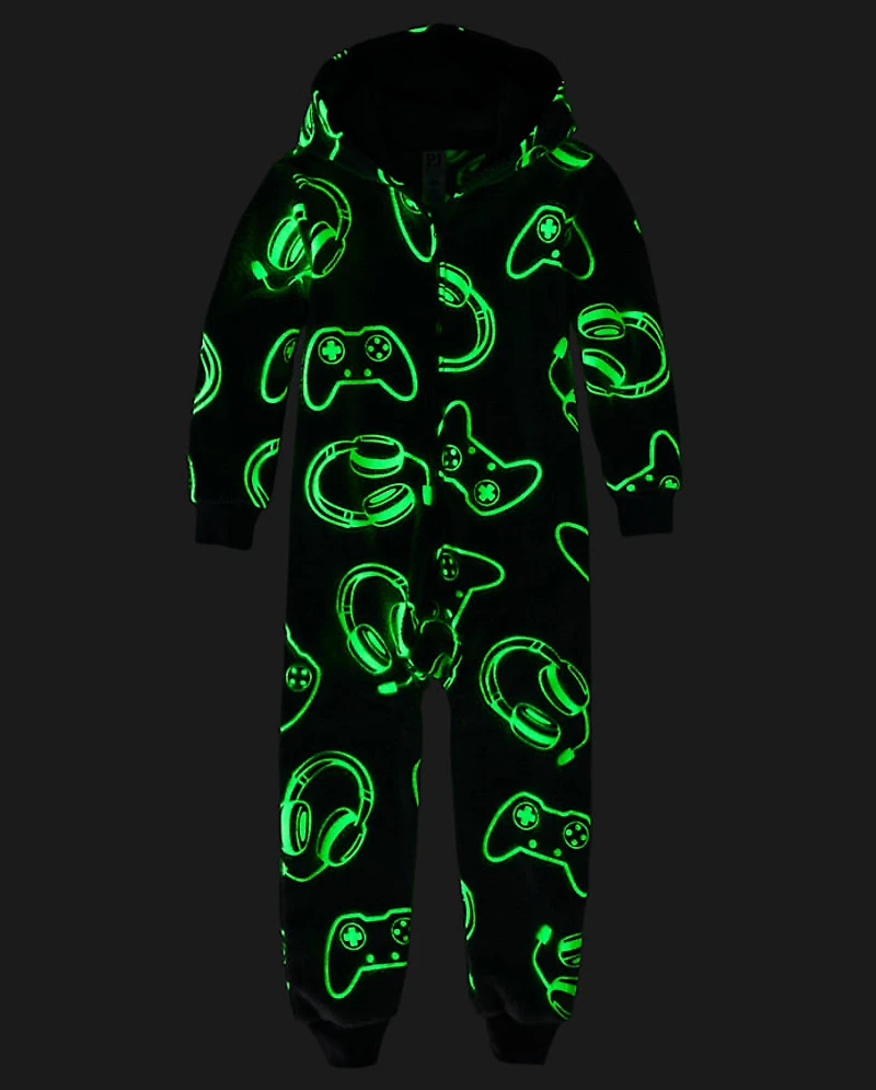 Pyjama une pièce en sherpa phosphorescent pour garçon
