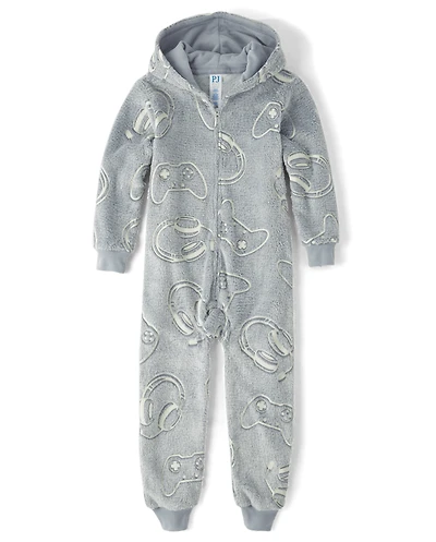 Pyjama une pièce en sherpa phosphorescent pour garçon