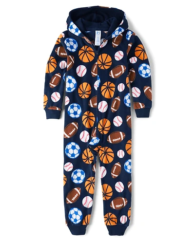 Boys Sports Microfleece One Piece Pajamas