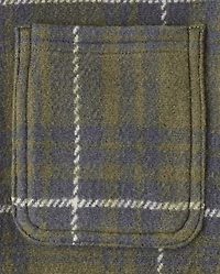 Boys Plaid Luxe Cozy Knit Button Up Shirt