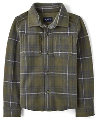Kids Plaid Luxe Cozy Knit Button Up Shirt