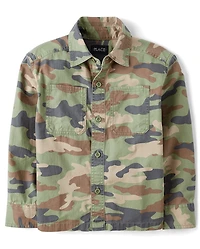 Kids Camo Utility Button Up Shirt