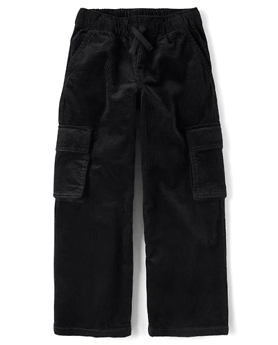 Kids Corduroy Wide Leg Cargo Pants