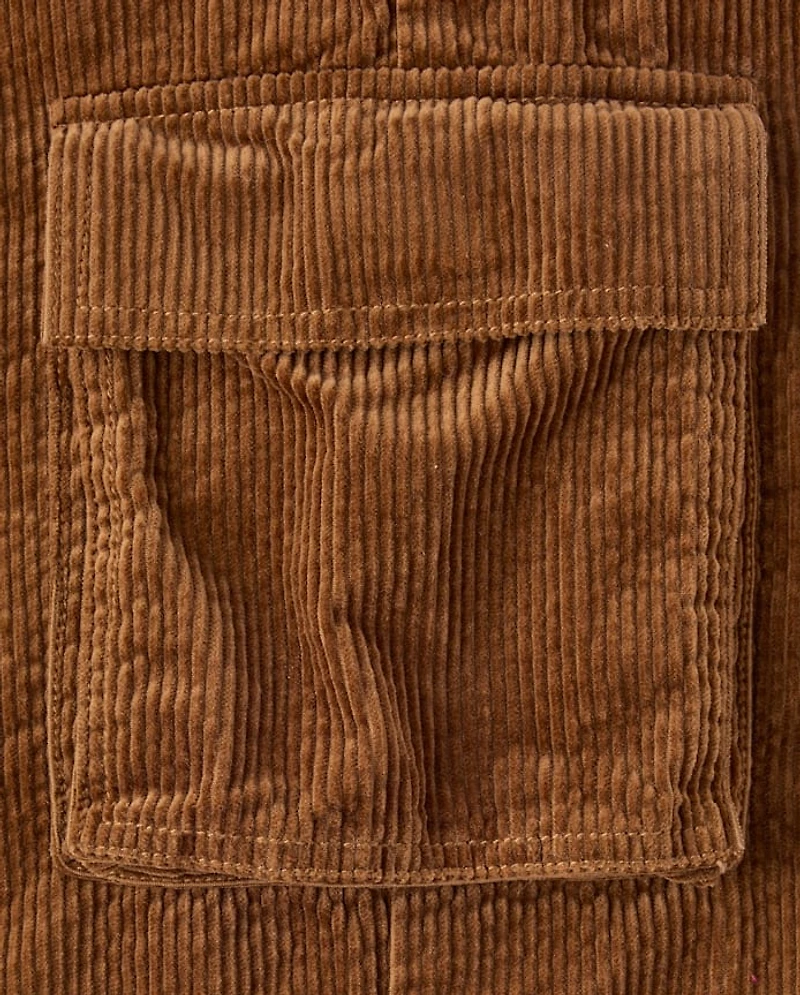 Kids Corduroy Wide Leg Cargo Pants