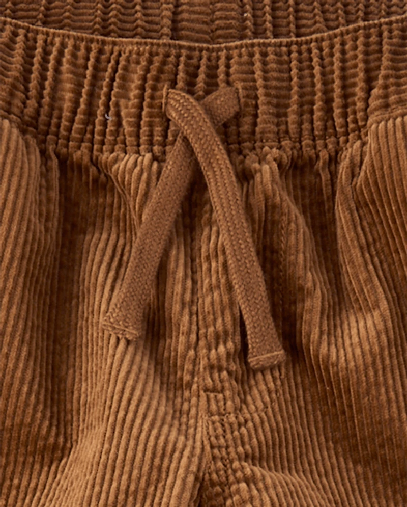 Boys Corduroy Wide Leg Cargo Pants