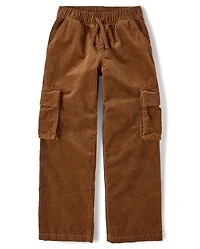 Kids Corduroy Wide Leg Cargo Pants