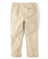 Boys Stretch Roll Cuff Pull On Chino Pants