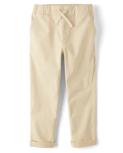 Boys Stretch Roll Cuff Pull On Chino Pants