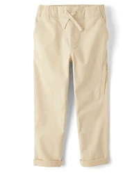 Boys Stretch Roll Cuff Pull On Chino Pants
